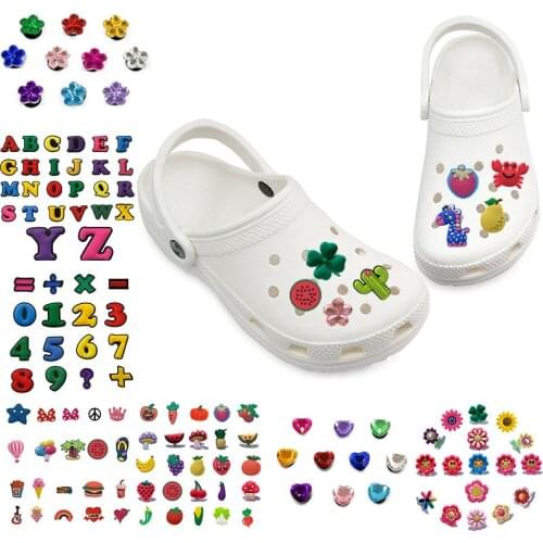 50pcs Unicorns Dog Animals Shoe Charms Rainbow Accessories Flower Fruit Decorations Heart Shape Crystal Ornaments Zodiac Charms