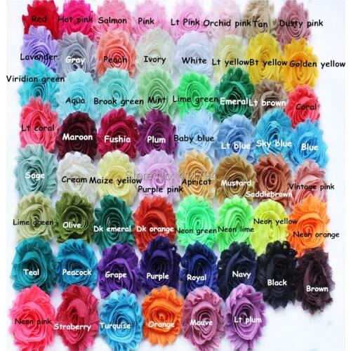 600 yards/lot 2.5" hair accessories chiffon shabby flower , shabby flowers (108 colors for selection)