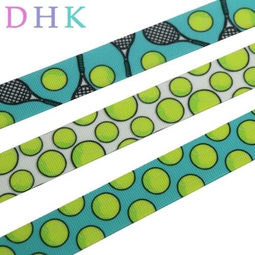 DHK 7/8'' 5yards tennis ball sport printed grosgrain Ribbon Accessory hairbow headwear DIY decoration Wholesale OEM E1571