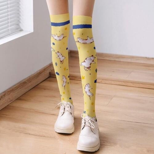 Women Girls Over Knee Stocking Tease 3D Printed Thigh High Stockings Sweet Medias Thin Polyester Stocking Stuffers for Women