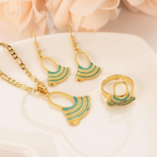 Gold color PNG Necklace pendant Earrings ring Set Women Party Gift african women bag shape bridal wedding Jewelry girls charm