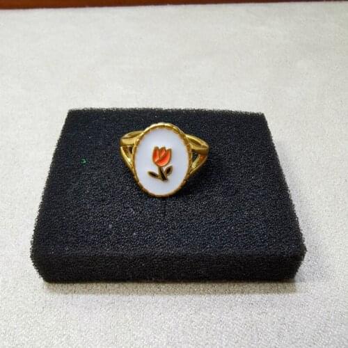 European and American French retro temperament fashion enamel color tulip brass opening adjustable ring ring