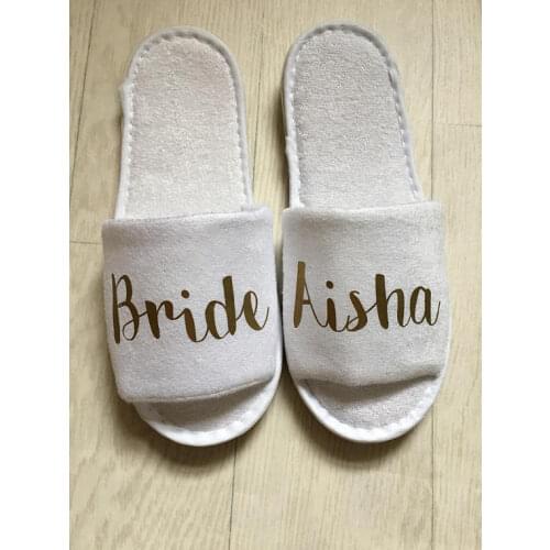 Personalize names wedding bridesmaid bride spa towel slippers Matron of honor Flower Girl night Bachelorette party favors gifts