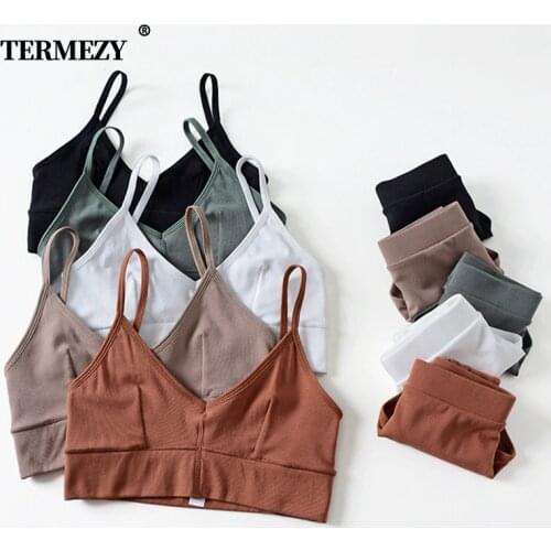 Womens Underwear Cotton bra and panty set Wire Free Push Up Seamless lingerie women Bra Set Sexy women g string thong Set