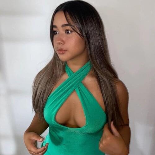 ZHYMIHRET Y2K Cross Halter Crop Top Women 2021 Summer Sexy Backless Camis Festival Outfit Baby Tee Bustier Clothes