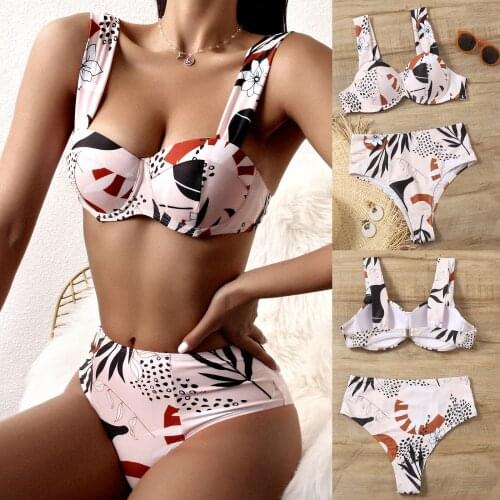 Sagace summer womens new fashion bra sexy split print backless Bikini Swimsuit slim Resort Spa swimsuit bikinis 2021 mujer