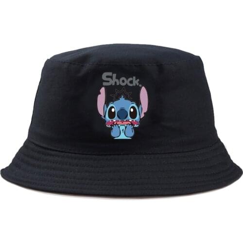 Disney Stitch Lilo Panama Fashion Brand Cute Hat Street Outdoor Summer Bucket Hat Cartoon Man Women Casual Graphic Fishing Hat