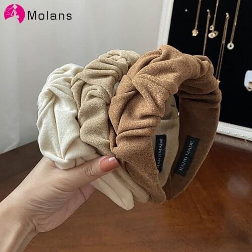 Molans New Fashion Women Hair Accessories Wide Flower Hairband Casual Soft Solid Hair Hoop Band Headband Hair Jewelry Wholesale