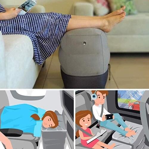 Inflatable Foot Pillow Flight Sleeping Foot Rest Pillows Adjustable Kids Sleep Resting Pillows With Air Pump For Travel On Plane