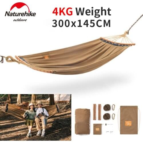 Naturehike Outdoor 2 Persons Widen Hammock 3x1.4m Portable Detachable Double Swing Canvas Waterproof 300kg Bearing Capacity