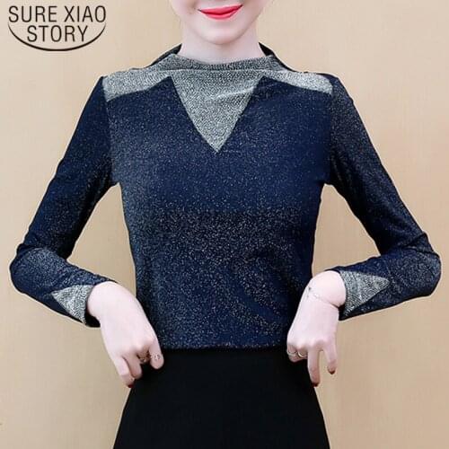 New Korean Sexy Spliced Slim Women Blouse and Tops Blusas Mujer De Moda 2021 Autumn Winter Pullovers Bottom Shirts Women 6966 50