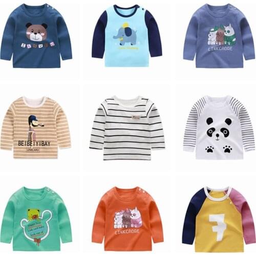 New Arrive Cartoon Baby Boys Girls Kids Long Sleeve Shirt 0-6 Years Old Childrens Clothing For Autumn And Spring
