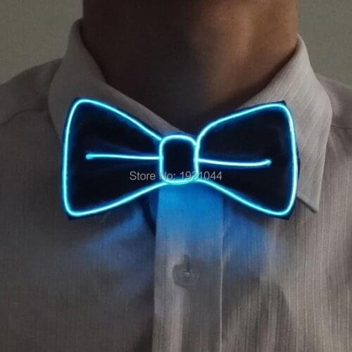 Wholesale 10pieces EL Wire Bow Tie for Glow Party Decoration Rave Costume Props led Neon Light Bow Tie
