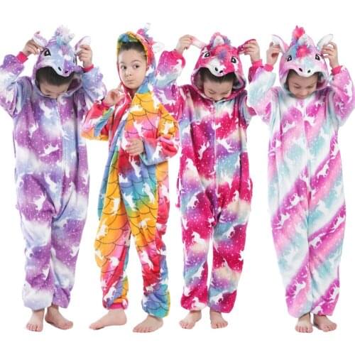 Rainbow Unicorn Kigurumi Pajamas for Girl Childrens Sleepwear Homewear Nightwear for Kids Funny Cosplay Costume Pyjamas Kids
