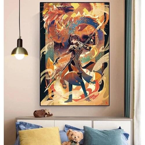 Full Square Diamond Painting Game Poster Genshin Impact Cross Stitch Kits Diamond Mosaic Diamond Embroidery Home Decoration