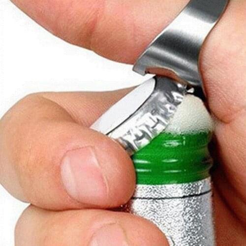 Portable Kitchen Bar Tool Silver Color Stainless Steel Beer Opener Finger Ring Bottle Opener bottle favors LX8776