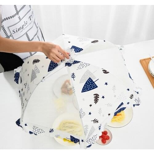 Anti Fly Mosquito and Dust-Proof Meal Lid Kitchen Umbrella Style Food Cover Foldable and Gauzer Design Household Table Tools