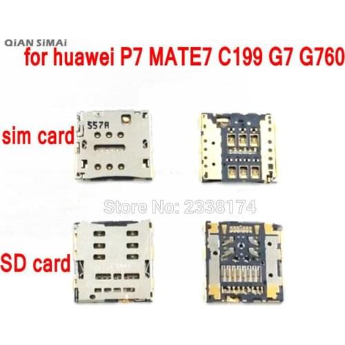 QiAN SiMAi For huawei P7 MATE7 C199 G7 G760 New sim card slot SD TF card slot Repair Parts + Free shipping