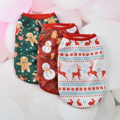 Christmas Dog Vest Thin Mesh Cat Dog Shirt Party Supplies Pet Clothing Printed Puppy Dog Costume Chihuahua Yorkies Poodle Outfit