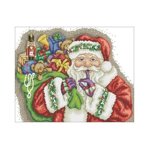 Santa Claus carrying a gift bag- Needlework,For Embroidery, Arts Cross stitch kits Set Cross-Stitching Home Decor