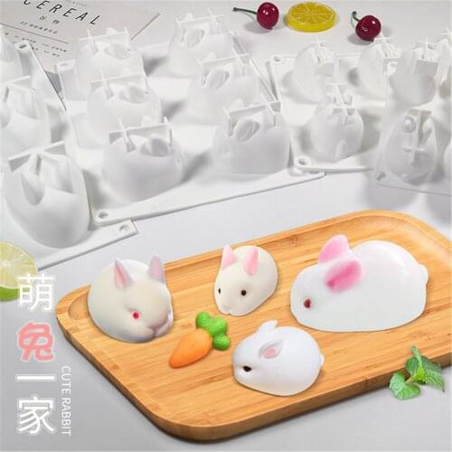 Cute Rabbit Silicone Fondant Cake Mold Jelly Pudding Molds Ice Cream Resin Glue Mould Baking Tools Kitchen Accessories