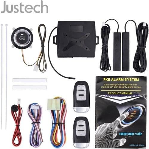 Justech Universal Car Smart Anti-theft Push Button Starter kit Keyless Entry Engine Start Alarm System 6mA 433MHZ Remote Starter