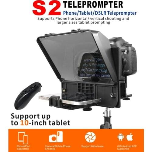 S2 Teleprompter Smartphone/Tablet/DSLR Camera Teleprompter for Video Recording Live Streaming Interview Presentation Stage Speec