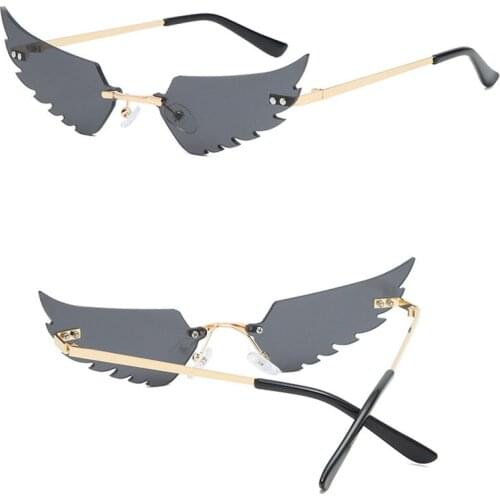 UV 400 Hiking Sunglasses 2020 New Fashion Eye Glasses Wave Rimless Narrow Retro Streetwear for Travel Beach Party Eyewear