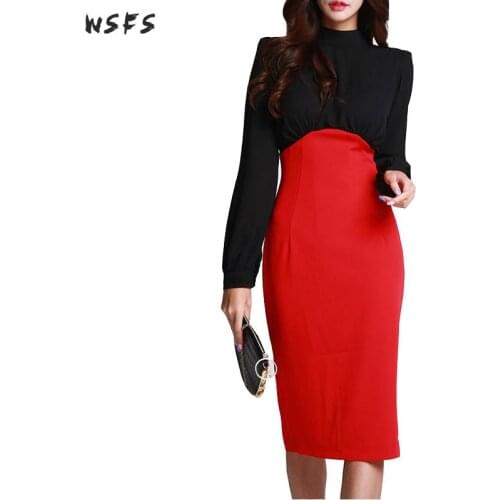 Spring Dresses Black Red Womens Dress Elegant Vintage Bandage Long Elegant Sexy Party Bow Office Ladies Wrap Pencil Midi Dress