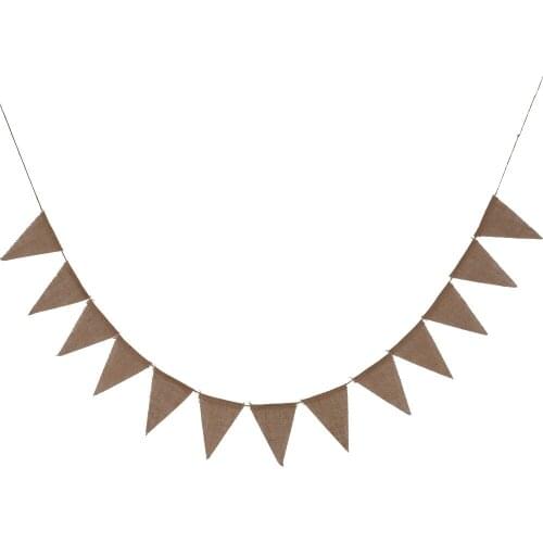 3m Burlap Bunting Banners Vintage Jute Hessian Birthday Wedding Party Photography Props Home Decorations 13pcs Hanging Flags