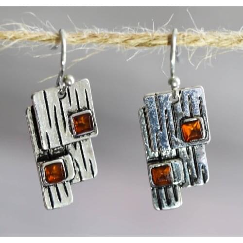 Vintage Earrings 2019 New Geometry Metal Rhinestone Earrings for Women Boho Ancient Drop Dangle Earrings Tribal Jewelry Z5D249