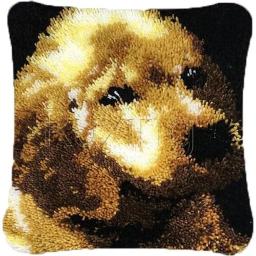 Latch Hook Cushion Yarn for Cushion Cover Pillow Case Sofa Cushion Printed Canvas Home Decorative Pillow Animal Dog