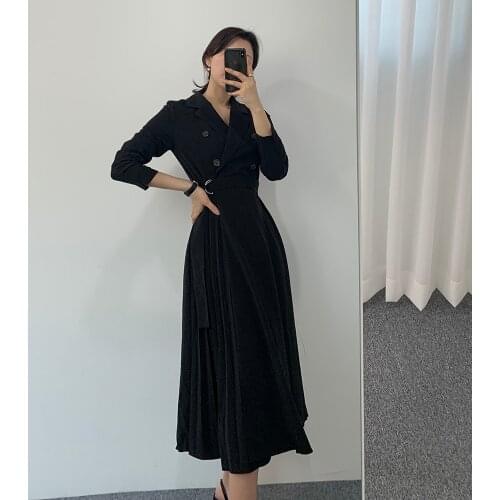 2021 New Fashion end British Wind spring autumn Simplicity New mid long double-breasted windbreaker slim temperament womens