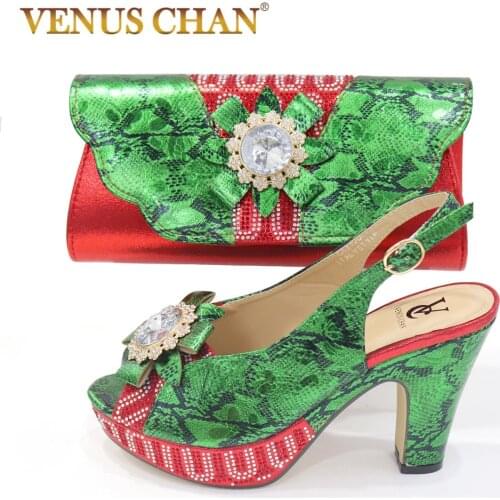 Latest Design Italian Shoes with Matching Bag 2020 Shoes Woman High Heel Wedding Shoes Shoe and Bag Set Decorated with Appliques