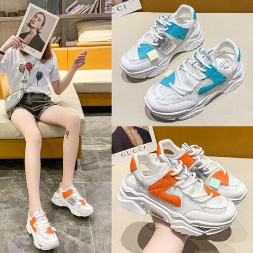 2021 Shoes Womens Sneakers Platform Tennis Female Roses Fashion Casual Thick Sole Mesh Heels Trainers Riband Lace-Up Med Cotton