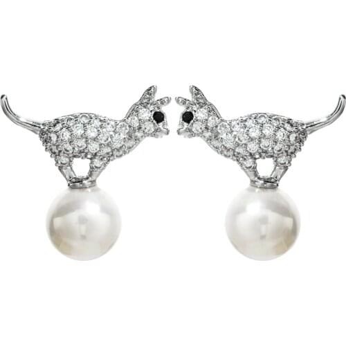 High-quality leopard pearl zircon earrings women/girls sweet romantic fashion temperament jewelry earrings ER-467