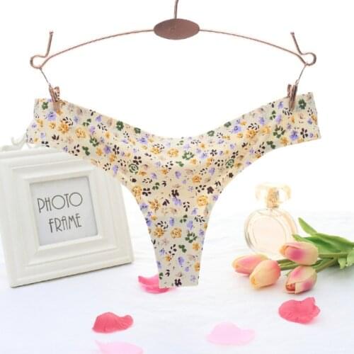 Flower Print G String Panties Women Seamless Breathable Briefs Underwear Women Sexy Thong Female Lingerie Panty Underwear