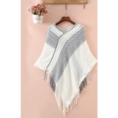 Spring Autumn Mid-Length Tassel Shawl Knitting Sweater Woman 2021 New Fashion Loose All-Match Cape Bat Shirt Sweater Tops Female