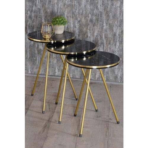 Zigon Coffee Table Bendir Metal Foot Double Gold