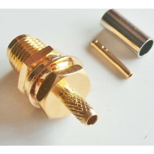 1X Pcs High-quality RF Connector SMA Female plug Crimp for RG316 RG174 RG179 LMR100 Cable With O-ring Bulkhead Panel Nut Brass