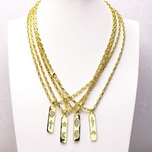 10 Pcs Rectangle pendant necklace Zircon Pendant necklace Gold pendant jewelry Trendy necklace Gift fashion gift 7239