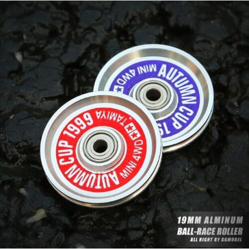 2 Pairs 19mm Aluminum Ball-race Roller Guide Rollers 94955 with Plastic Ring Spare Part for Tamiya Mini 4WD Racing Car Model