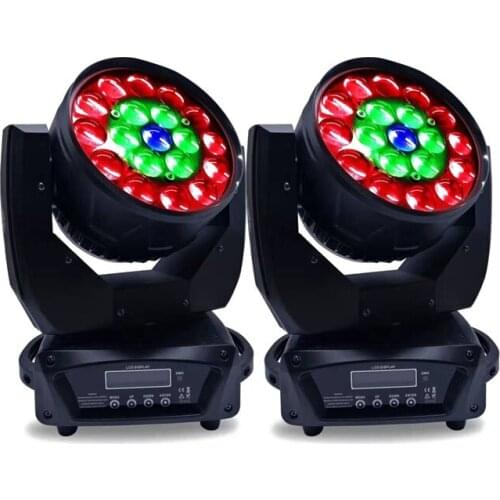 2pcs/lot Stage 19X15W Beam moving Head Focusing Full Color 4 in 1 wash Light Wedding Bar Rotating Lights