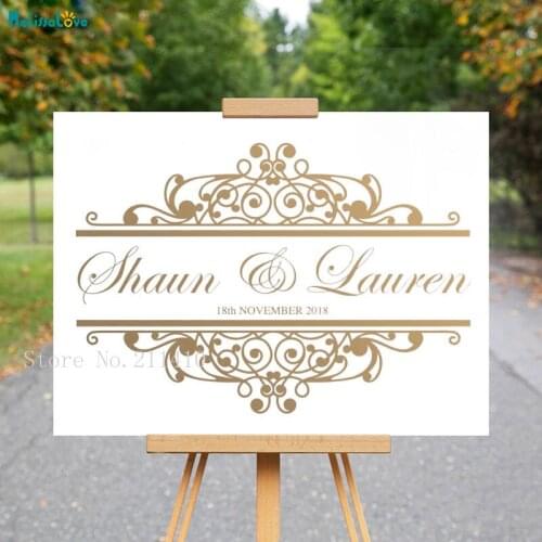 Personalise Wedding Custom Name and Date Venue Welcome Decor Decals 3d Wall Stickers Poster New Design Wall Art Murals YT685