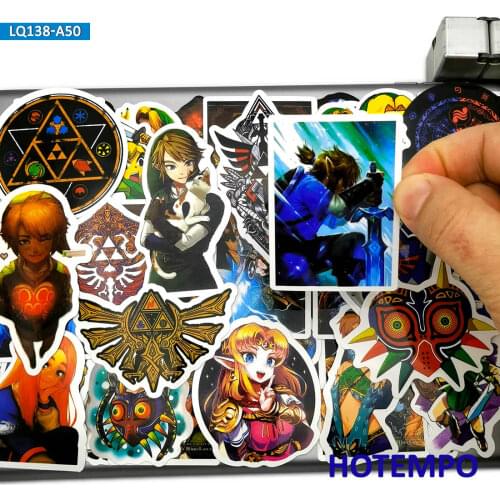 50pcs Zelda Anime Game ARPG Style Stickers Toys for Children Kids Mobile Phone Laptop Suitcase Skateboard Cartoon Decal Stickers