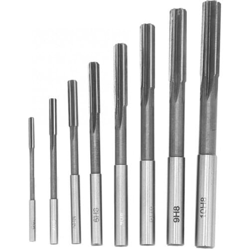 8pcs HSS H8 Straight Shank Machine Reamer Set 3/4/5/6/7/8/9/10mm Suitable for iron wood copper aluminum
