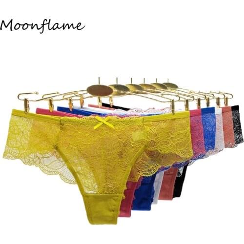 Moonflame 5 Pcs / Lots Sexy Underwear Women Sexy Lace Tansparent Panties M L XL 89419
