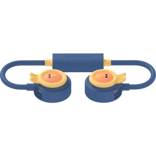 USB Mini Bladeless Neck Fan 2000mAh USB Rechargeable Silicone Fan Cartoon Mute Sports Fan for Home Garage Car Outdoor Novelty