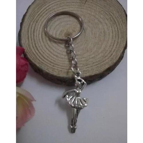 Ballet Ballerina Key Ring Dancer Dancers Keyring Gift Souvenir 25mm Key Rings Charms Metal Keyring 50 Pcs