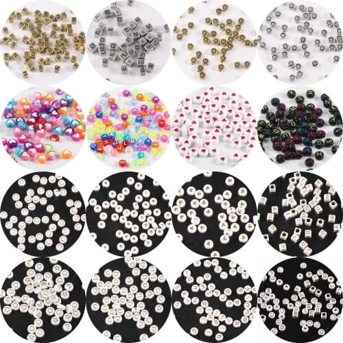 50pcs 7mm Gold Silver Letter Smile Acrylic Beads Round Alphabet Spacer Beads For Jewelry Making Handmade Diy Bracelet Necklace